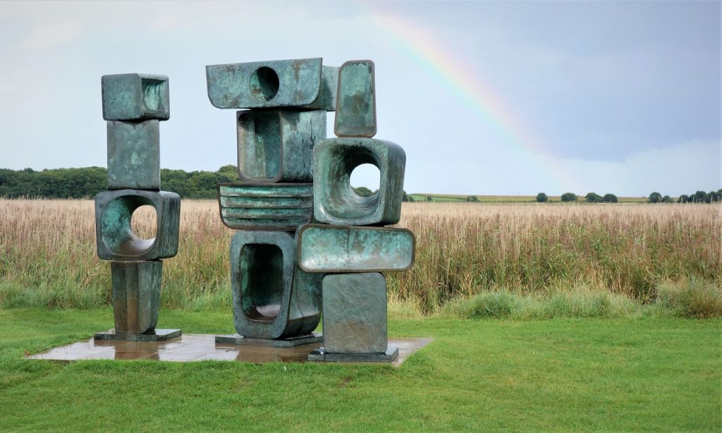 Coastal Road Trip, Snape Maltings, Barbara Hepworth, Family of Man (1970), Sculpture, Rainbow, Snape, Suffolk