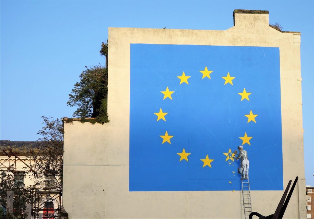 Coastal Road Trip, Dover, Banksy, Brexit, EU Flag, Street Art, Castle Amusements Building
